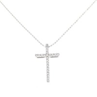 K18WG クロス ダイヤモンド ネックレス 0.15CT