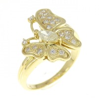 K18YG バタフライ ダイヤモンド リング 0.17CT