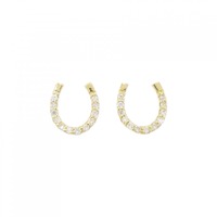 K18YG ホースシュー ダイヤモンド ピアス 0.10CT