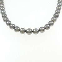 シルバークラスプ 黒蝶パール ネックレス 8.0-10.5mm