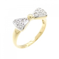 K18YG/K18WG リボン ダイヤモンド リング 0.10CT