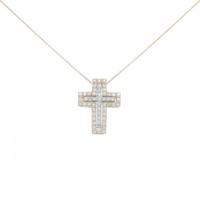 K18YG/K18WG 2WAY クロス ダイヤモンド ネックレス 0.38CT
