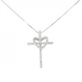 K18WG 2WAY クロス×ハート ダイヤモンド ネックレス 0.30CT