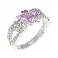 K18WG フラワー サファイヤ リング 0.50CT