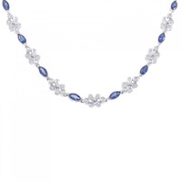 K18WG フラワー サファイヤ ネックレス 6.88CT