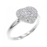 K18WG パヴェ ハート ダイヤモンド リング 0.35CT