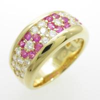 K18YG フラワー ピンクサファイヤリング