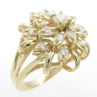 K18YG フラワー ダイヤモンドリング