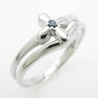 K14WG クロス ダイヤモンドリング