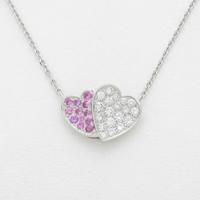 K18WG ハート ピンクサファイヤネックレス