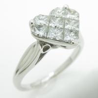 K18WG ハート ダイヤモンドリング20％引き