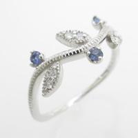 K18WG リーフ サファイヤリング20％引き