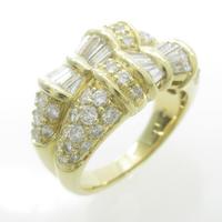 K18YG リボン ダイヤモンドリング