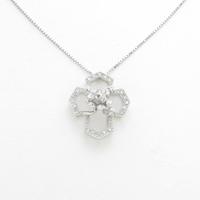 K18WG クロス×フラワー ダイヤモンドネックレス