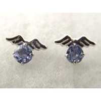 12月の誕生石タンザナイトK14WG(ホワイトゴールド)エンジェルピアス [y060115]