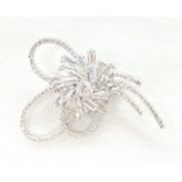 CZ リボン コサージュ ブローチ