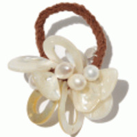 Jane Tran◆シェル＆マザーオフパール&パールビーズヘアゴム◆マザーオフパール