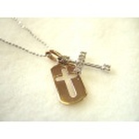 K18WG/K18ダイヤクロスペンダント