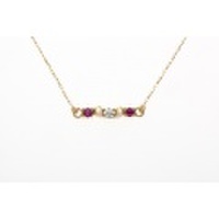 K18とストーンの輝き　three stones necklace K18/ダイア/ルビー