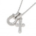 SYMPATHY OF SOUL（シンパシーオブソウル）　Horseshoe Amulet + Smooth Cross Set Necklace - Silver w/CZ（ホースシューアミュレット＋スムースクロスセットネックレス - シルバー w/CZ）