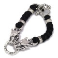 TRAVIS WALKER(トラヴィスワーカー)　Braded Leather Gargoyle bracelet w/BK CZ BRS013/ガーゴイルブレスレット/ブラックキュービック