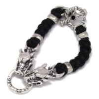 TRAVIS WALKER(トラヴィスワーカー)　Braded Leather Gargoyle bracelet w/BK CZ BRS013/ガーゴイルブレスレット/ブラックキュービック