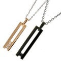 [＊約3営業日でお届け]　スリットペアネックレス｜Men’s & Lady’s（セット）　ピンク・ブラックコーティング95-2504ｐ-2505ｂ