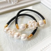 [ヘアゴム]編みパールのヘアゴム