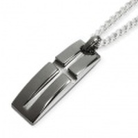 [刻印OK]　スリットクロスネックレス(ブラックコーティング）Mens95-2207b