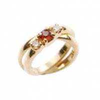 baby’s ring - K18 二連脇メレダイヤ - 1月 ガーネット