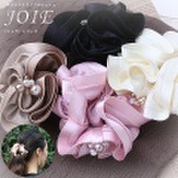 【JOIEジョワ】サテンストライプのシュシュ