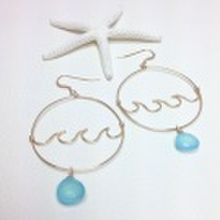 【MermaidJewelry】マーメイドジュエリー*ALL14kgf　Seablue & wave　フープ/フックピアス