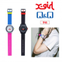 【X-girl(エックスガール)×Q&Q 】BOX LOGO Smile Solar DIVER WATCH 05181028 腕時計 レディース