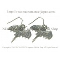【ネクロマンス NECROMANCE】 シルバーラットテイルバットピアス Sliver Rat Tail Bat Pierce 鼠 ねずみ 蝙蝠 コウモリ