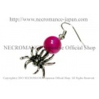 【ネクロマンス NECROMANCE】 ピンクアゲート スパイダーピアス Pink Agate Spider Pierce ピンクめのう 蜘蛛