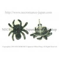 【ネクロマンス NECROMANCE】 ラインストーン スパイダーピアス Rhinestone Spider Pierce ＜レッド/Red/赤＞ 蜘蛛