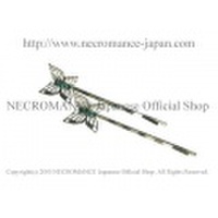 【ネクロマンス NECROMANCE】フィリグリーバタフライヘアーピン Filagree Butterfly Hair Pins＜緑＞蝶々 ラインストーン