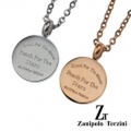 【ペア販売】zanipolo terzini (ザニポロタルツィーニ) ラウンド プレート メッセージ ペアペンダント ステンレス アクセサリー [ステンレスペンダント]