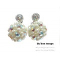 【メール便ＯＫ】ピアス パールボール＆ビジュードームの2WAYバックキャッチピアス（クリアキャッチ付）