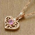 【送料無料】Jeunefille-ジュヌフィーユ-K10ピンクゴールド×ピンクトルマリンハートネックレス