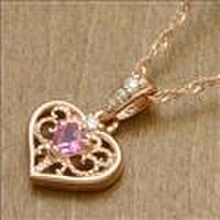 【送料無料】Jeunefille-ジュヌフィーユ-K10ピンクゴールド×ピンクトルマリンハートネックレス