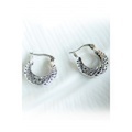 アクセサリー■編み模様三日月型スナップピアス