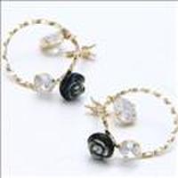 イエローゴールド黒蝶貝＆キュービックジルコニアピアス