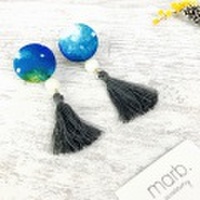 イヤリング　レディース　クリップ　『くるみボタンタッセル イヤリング』 marb.