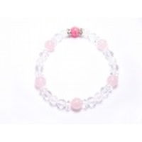 インカローズキラキラ☆　ローズクオーツ＆水晶デザインブレスレット