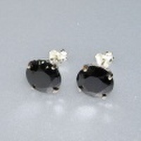 シルバー925 ブラックジルコニアピアス ラウンド10mm 6-124