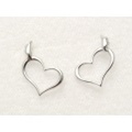 シンプルハートのK14WG(ホワイトゴールド)ピアス [y060057]
