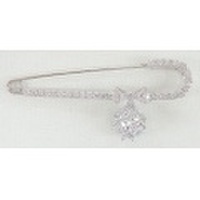 スイング CZ リボン ポイント ブローチ