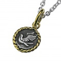 スワロー ゴールドツイストフレーム ペンダント ≪2mmアズキチェーン割引セット≫ メンズ ネックレス シルバー アクセサリー ツバメ 燕 [シルバーペンダント]