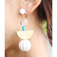 セミサークルウッドイヤリング/4カラー